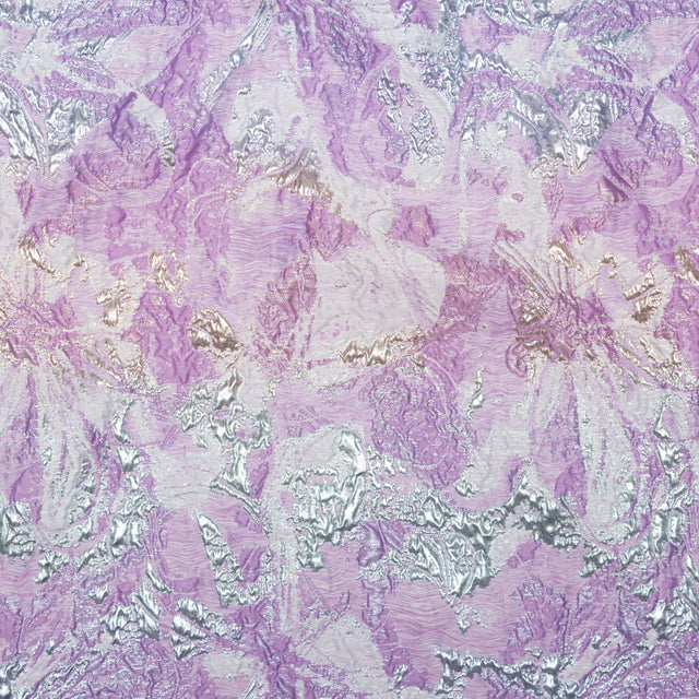 Metallic Golden Egg, African Violet and Winsome Orchid Abstract Luxury Brocade