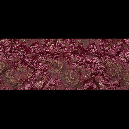 Metallic Raspberry Radiance and Bright Gold Floral Luxury Double Layer Organza Brocade Folded