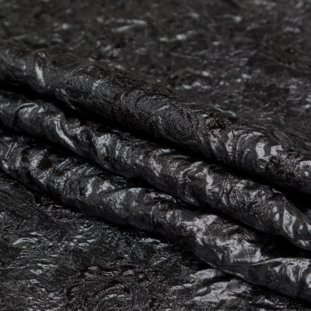 Metallic Gunmetal and After Dark Floral Luxury Double Layer Organza Brocade - Detail