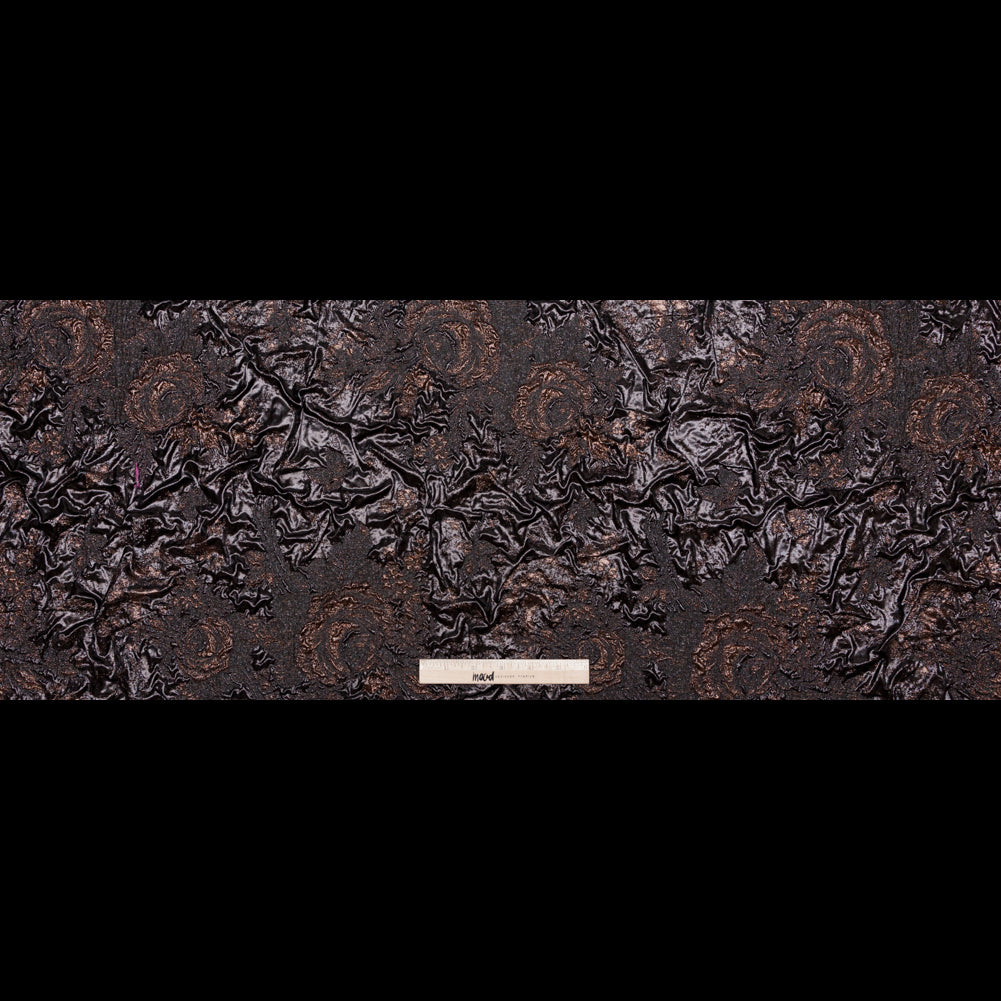 Metallic Two Penny and Black Floral Luxury Double Layer Orangza Brocade Folded