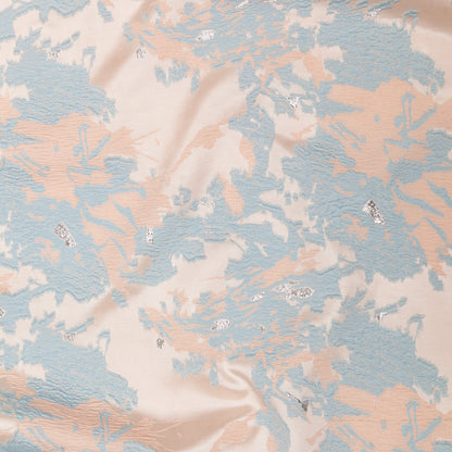 Pearl Blue, Cream Puff, and Metallic Silver Abstract Luxury Brocade