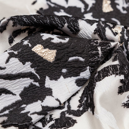 Jet Set, Blanc de Blanc and Metallic Gold Abstract Luxury Brocade - Detail