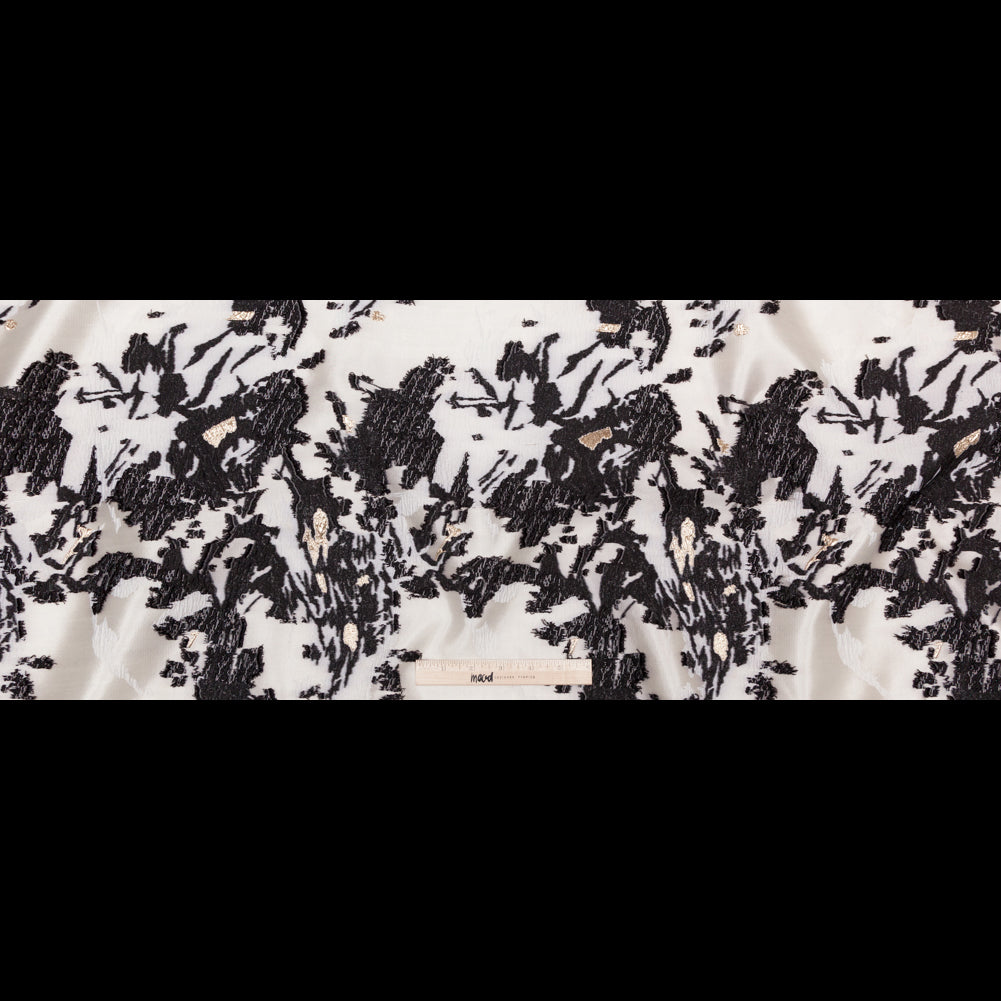 Jet Set, Blanc de Blanc and Metallic Gold Abstract Luxury Brocade - Full