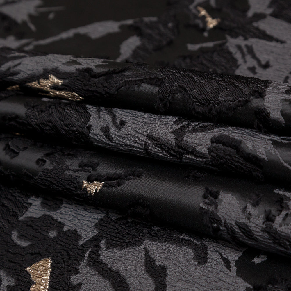 Sedona Sage, Moonless Night and Metallic Golden Egg Abstract Luxury Brocade Folded