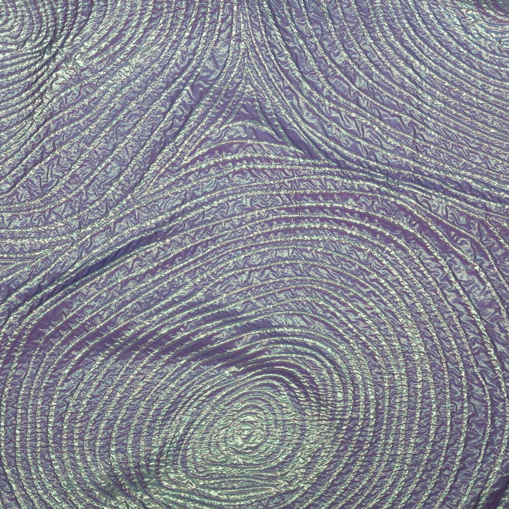 Metallic Green and Moroccan Blue Iridescent Spirals Luxury Organza Brocade