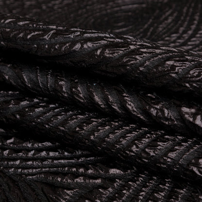 Metallic Black Spirals Luxury Organza Brocade - Folded