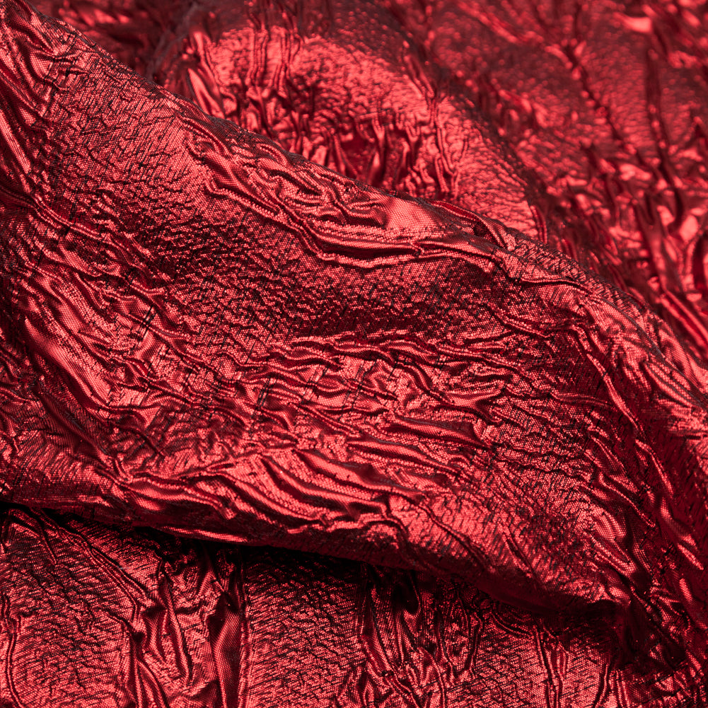 Metallic Syrah Crinkled Luxury Brocade - Detail