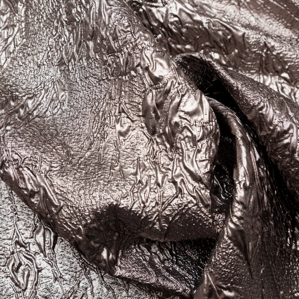 Metallic Cinder Crinkled Luxury Brocade - Detail