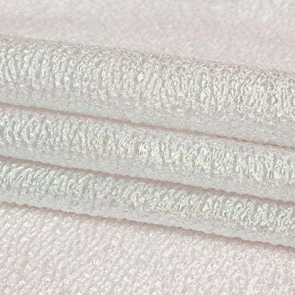 Metallic Bright White and Green Iridescent Bubbly Organza Brocade Folded