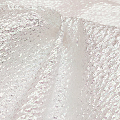 Metallic Bright White and Green Iridescent Bubbly Organza Brocade Detail