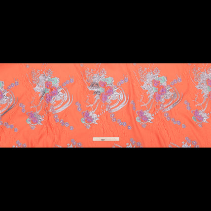 Spearmint, Coral and Metallic Gold Floral Luxury Brocade Full