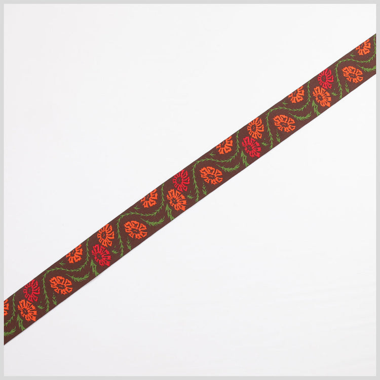 template--25130090922057__main-Brown/ Orange Floral French Jacquard Ribbon