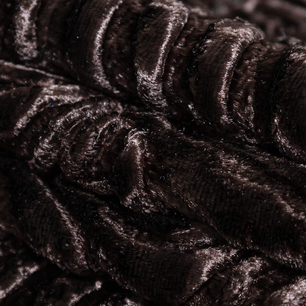 Premium Brown Woodgrain Faux Persian Lamb Fur - Detail