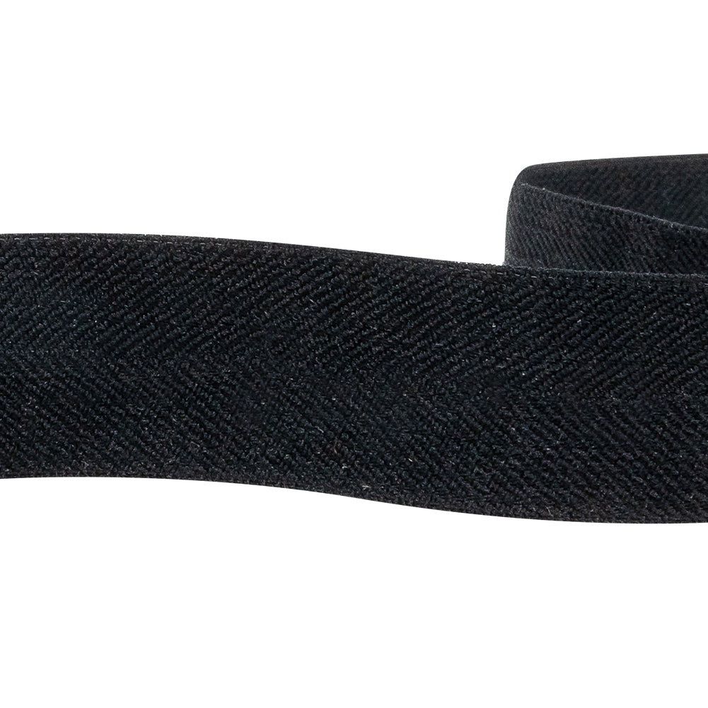 Italian Black Stretch Twill Tape - 1" Detail