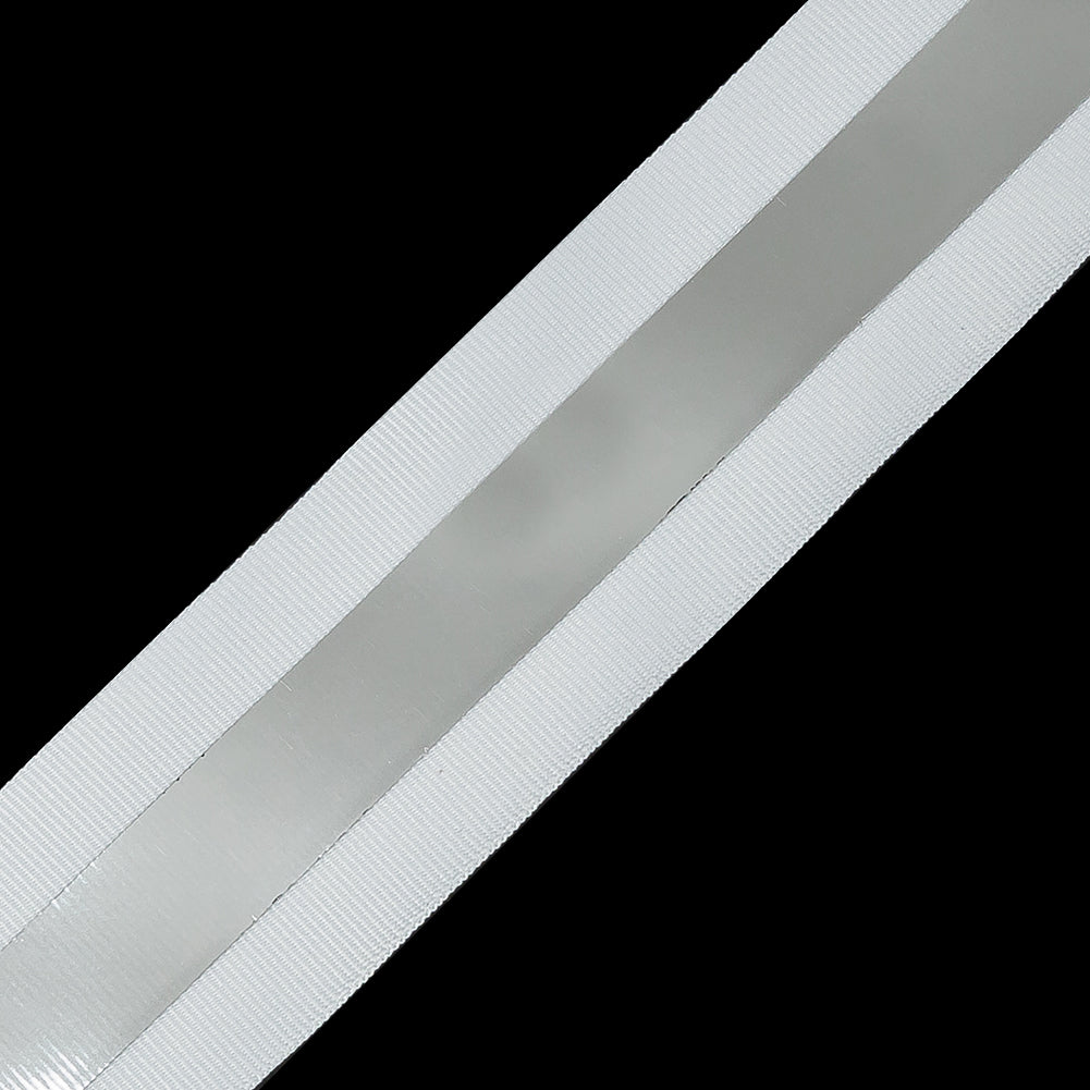 Italian White and Silver Reflective Grosgrain Ribbon - 1.0625" Detail
