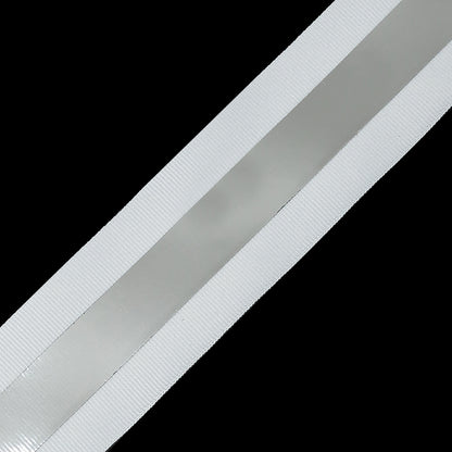 Italian White and Silver Reflective Grosgrain Ribbon - 1.0625" Detail