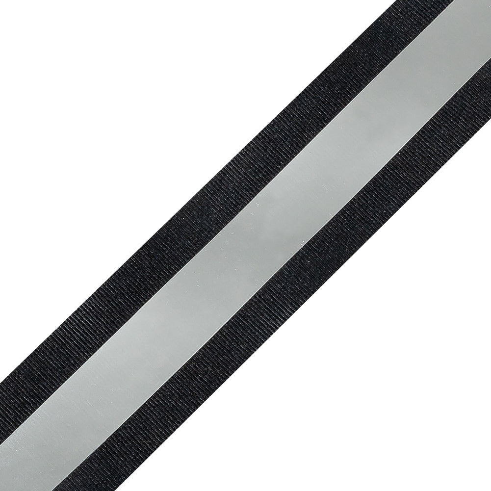 Italian Black and Silver Reflective Grosgrain Ribbon - 1.0625 - Detail