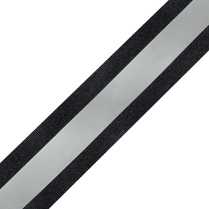 Italian Black and Silver Reflective Grosgrain Ribbon - 1.0625 - Detail