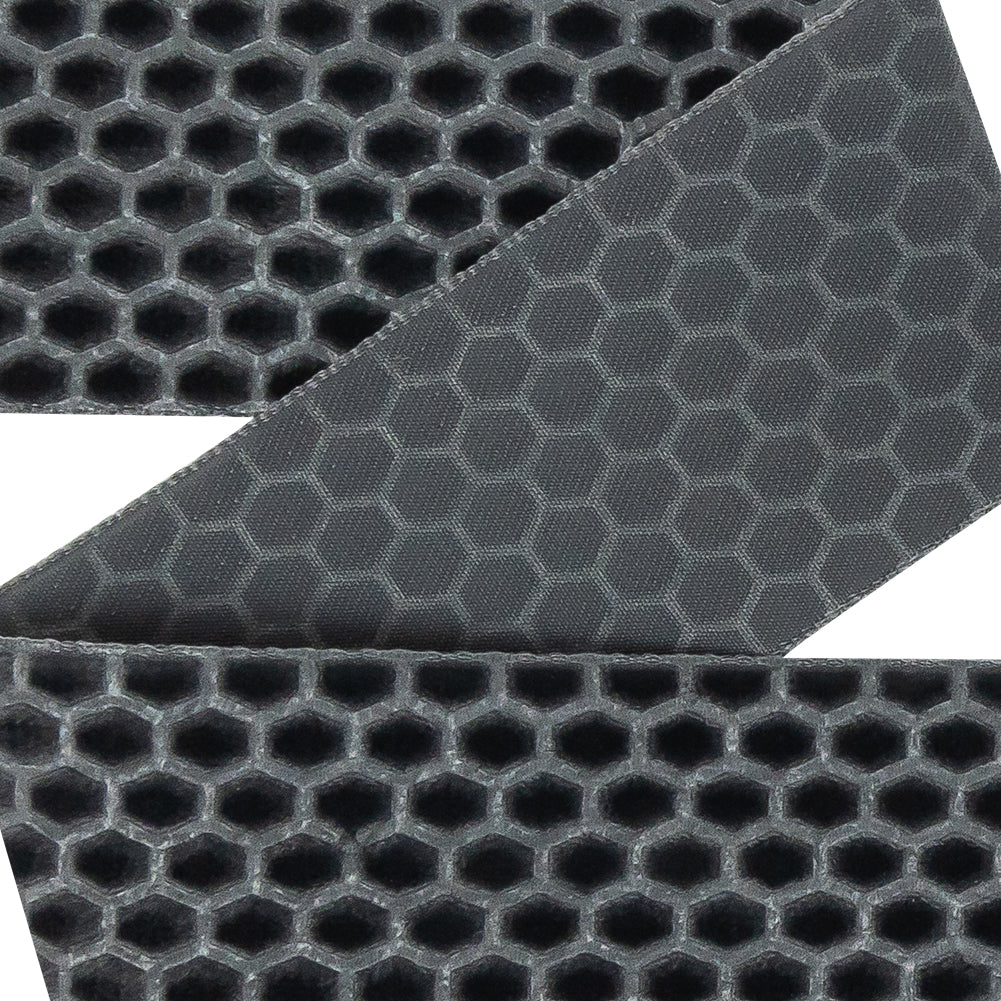 Italian Gray Honeycomb Velvet Burnout Trim - 1.4375" Detail