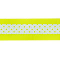 Italian Neon Yellow and White Polka Dot Striped Petersham Grosgrain Ribbon - 1 - Detail
