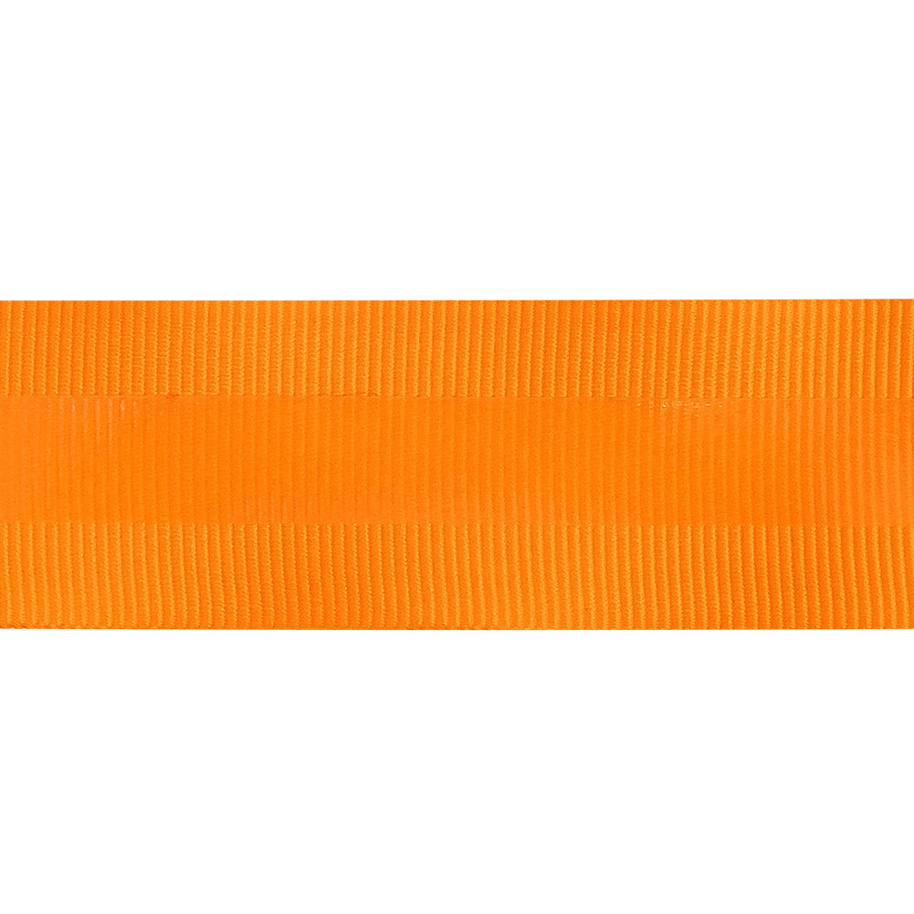 Italian Neon Orange Petersham Grosgrain Ribbon with Silicone Stripe - 1" Detail