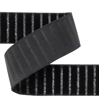 Italian Black Vertical Stripes Velvet Burnout Trim - 0.875 - Detail