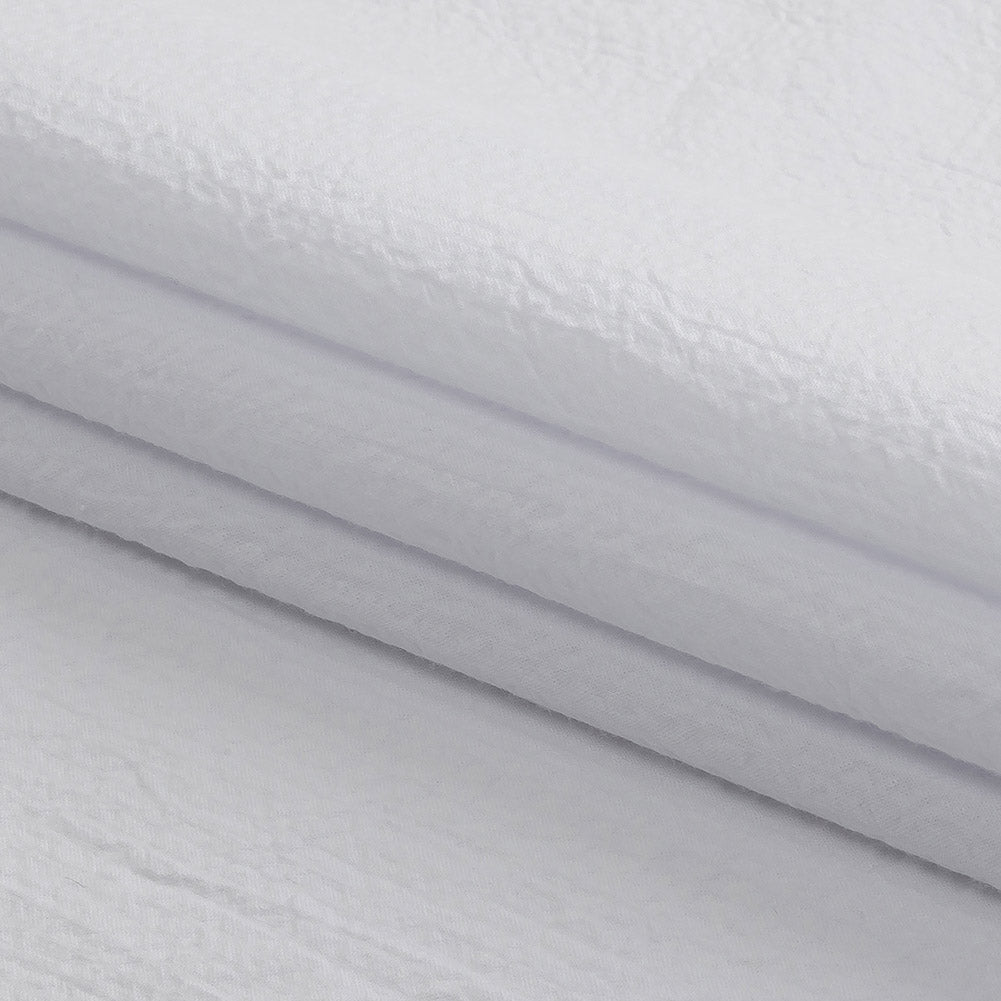 Organic Cotton Seersucker - White on White Stripes - Brasilia Collection Detail