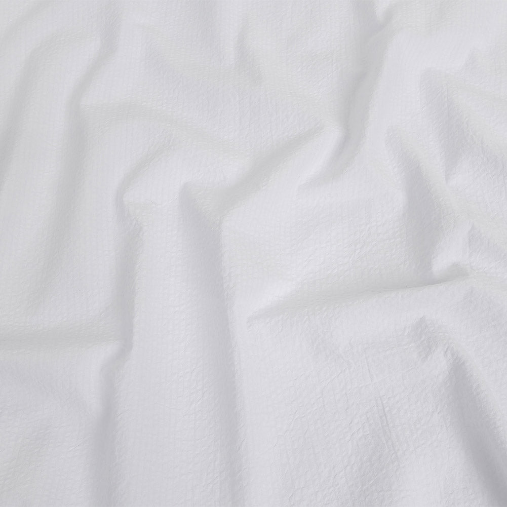 Organic Cotton Seersucker - White on White Stripes - Brasilia Collection