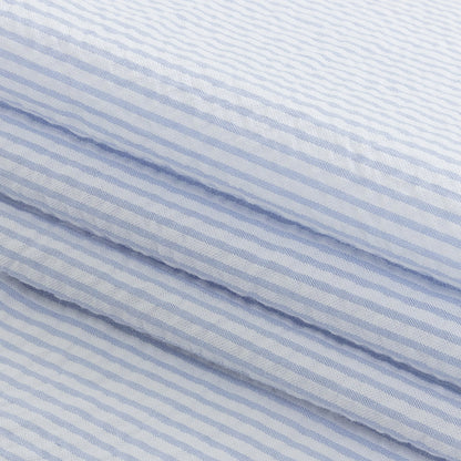 Brasilia Light Blue Striped Organic Cotton Seersucker - Detail