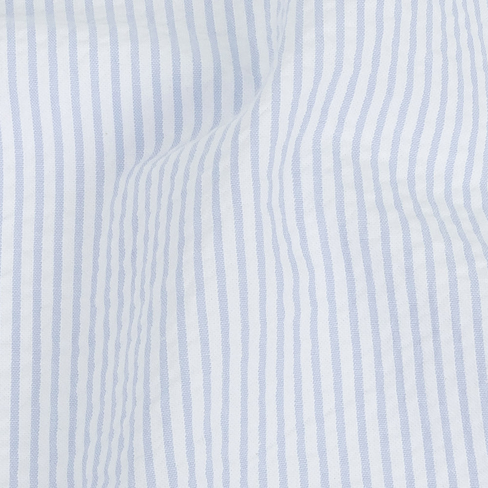 Brasilia Light Blue Striped Organic Cotton Seersucker - Full