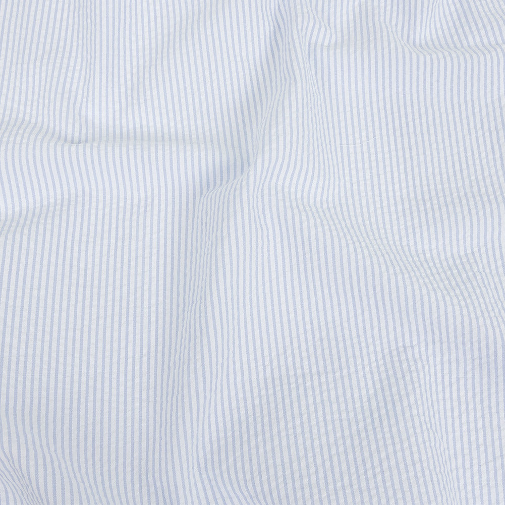 Brasilia Light Blue Striped Organic Cotton Seersucker