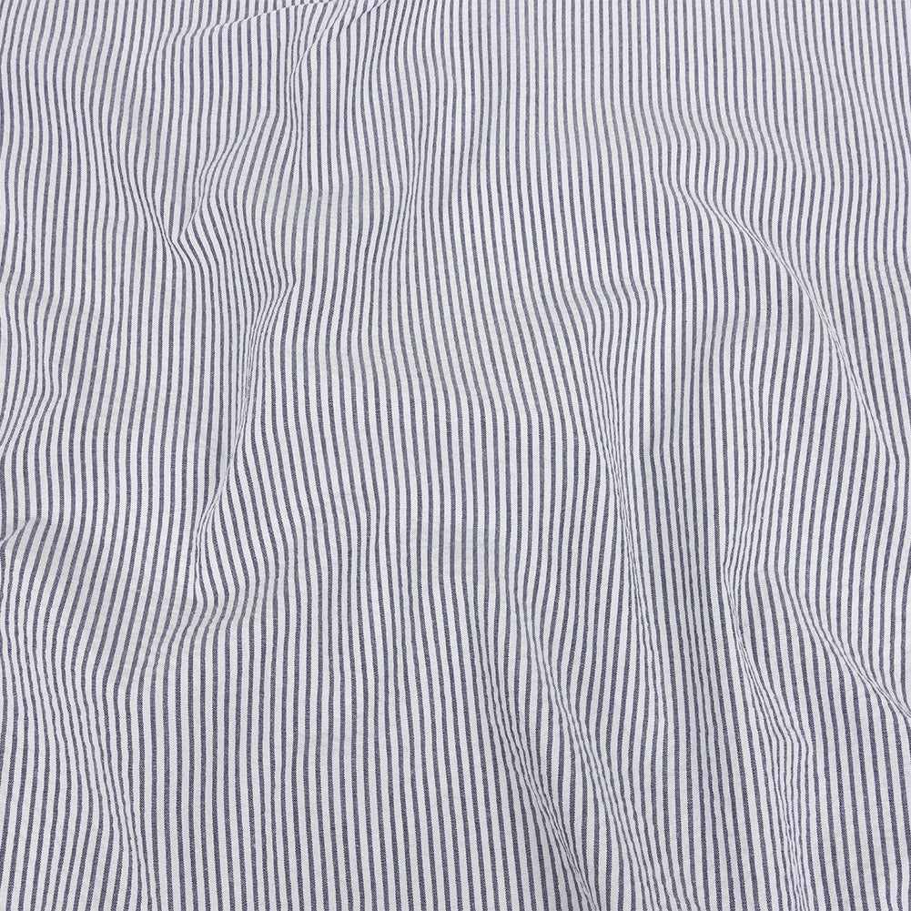 Organic Cotton Seersucker - Navy Stripes - Brasilia Collection
