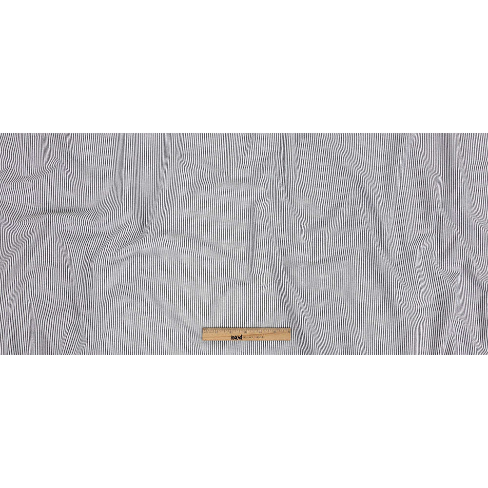 Brasilia Black Striped Organic Cotton Seersucker - Folded