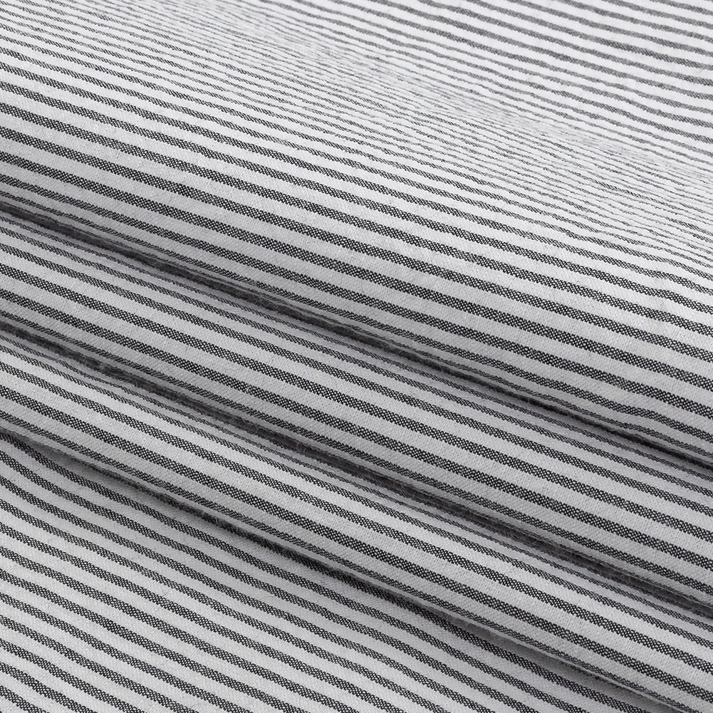 Brasilia Black Striped Organic Cotton Seersucker - Detail