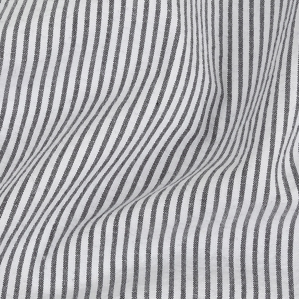 Brasilia Black Striped Organic Cotton Seersucker - Full