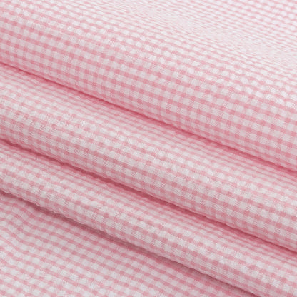 Olinda Pink Gingham Organic Cotton Seersucker - Detail