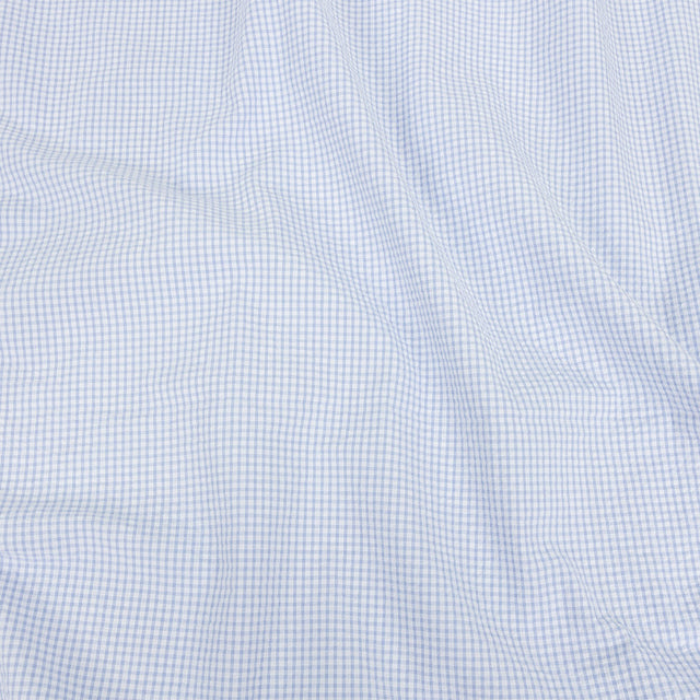 Organic Cotton Seersucker - Light Blue Gingham - Olinda Collection