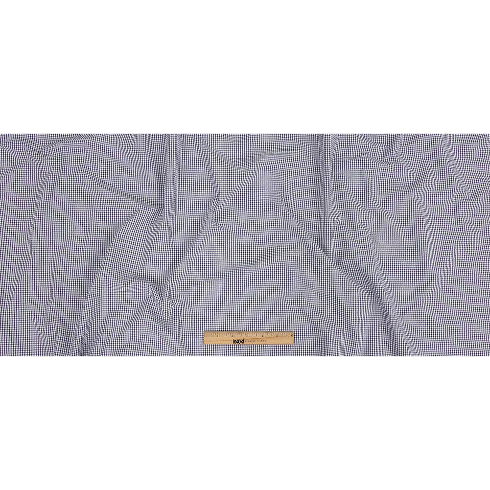 Olinda Navy Gingham Organic Cotton Seersucker - Folded