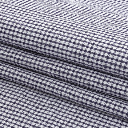 Olinda Navy Gingham Organic Cotton Seersucker - Detail