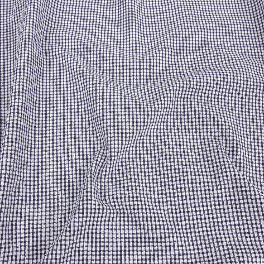 Olinda Navy Gingham Organic Cotton Seersucker