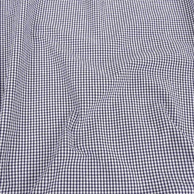 Olinda Navy Gingham Organic Cotton Seersucker