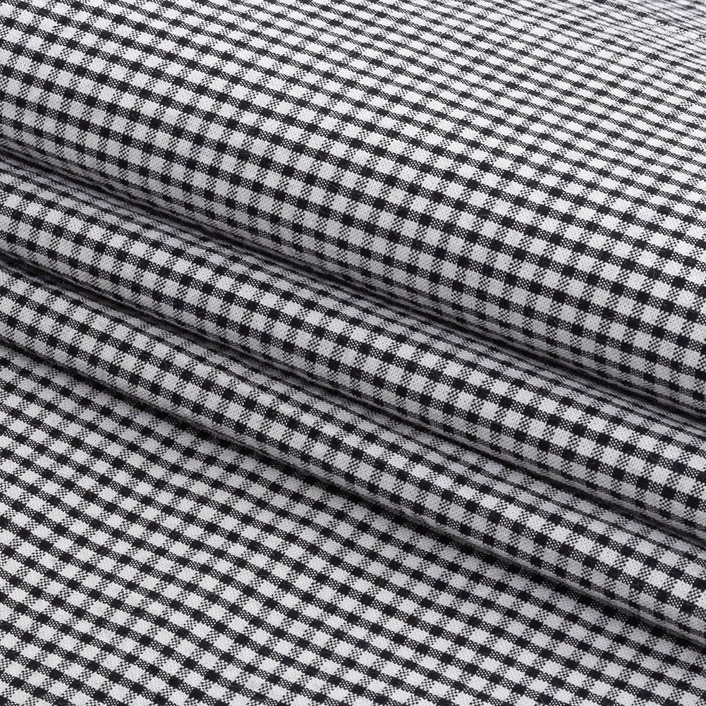 Olinda Black Gingham Organic Cotton Seersucker - Detail