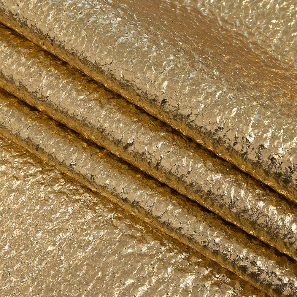 Clara Italian Metallic Gold Pebbled Coating with Foil Laminate Detail