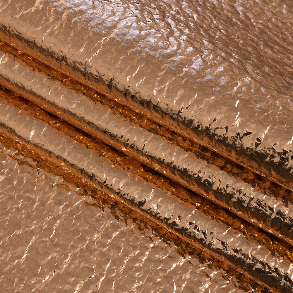 Clara Italian Metallic Bronze Pebbled Coating with Foil Laminate Detail