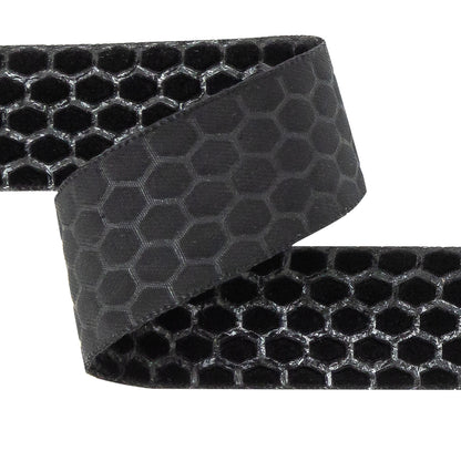 Italian Black Honeycomb Velvet Burnout Trim - 0.875" Detail