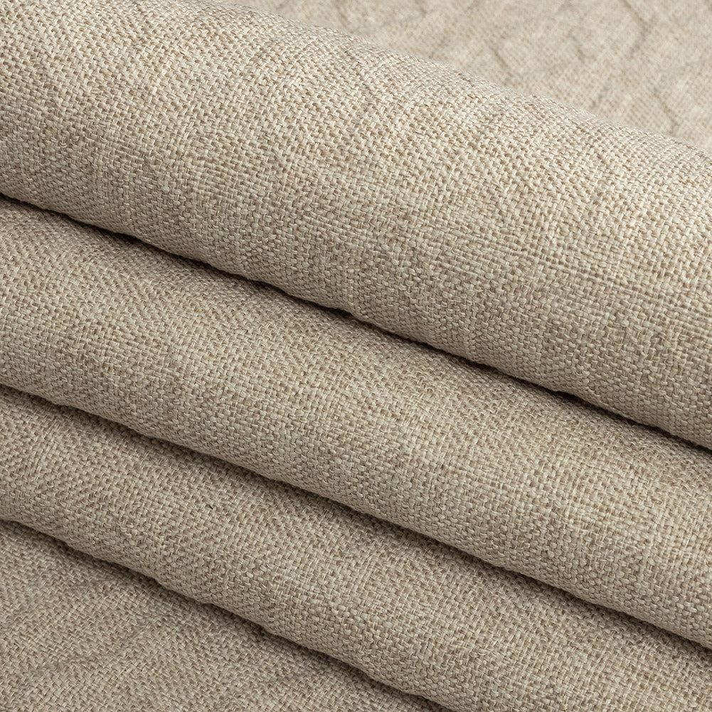 Crypton Tolkie Oatmeal Geometric Embossed Upholstery Fabric - Folded