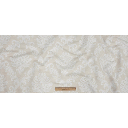 Ivory and White Damask Double Wide Drapery Jacquard - Full