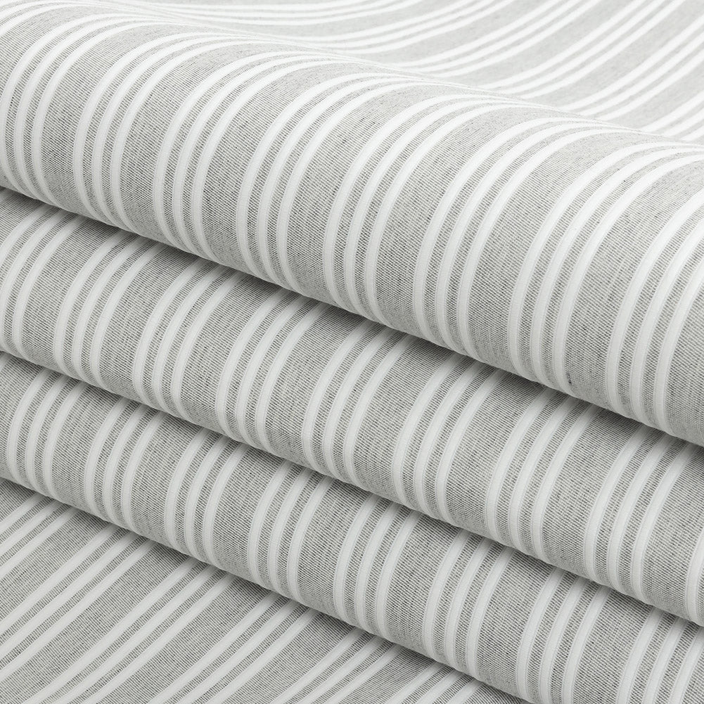Gray Double Wide Drapery Twill with Raised White Stripes Folded