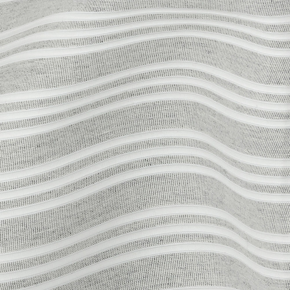 Gray Double Wide Drapery Twill with Raised White Stripes Detail
