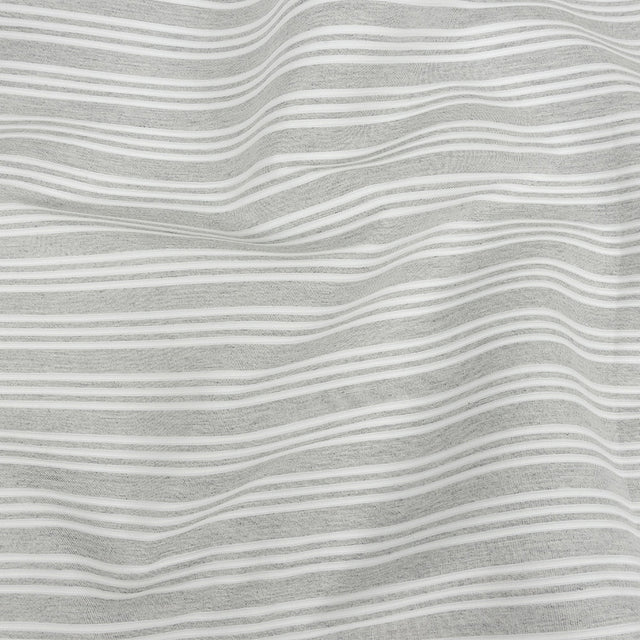 Gray Double Wide Drapery Twill with Raised White Stripes